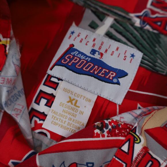 Vintage Reyn Spooner Anaheim Angels Baseball Print Hawaiian Shirt - Picture 6 of 8